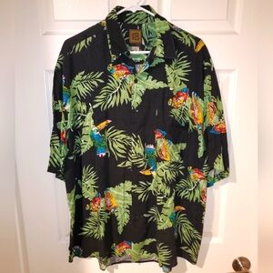 Tropical Bird Print Hawaiian Style Shirt (Men's L)